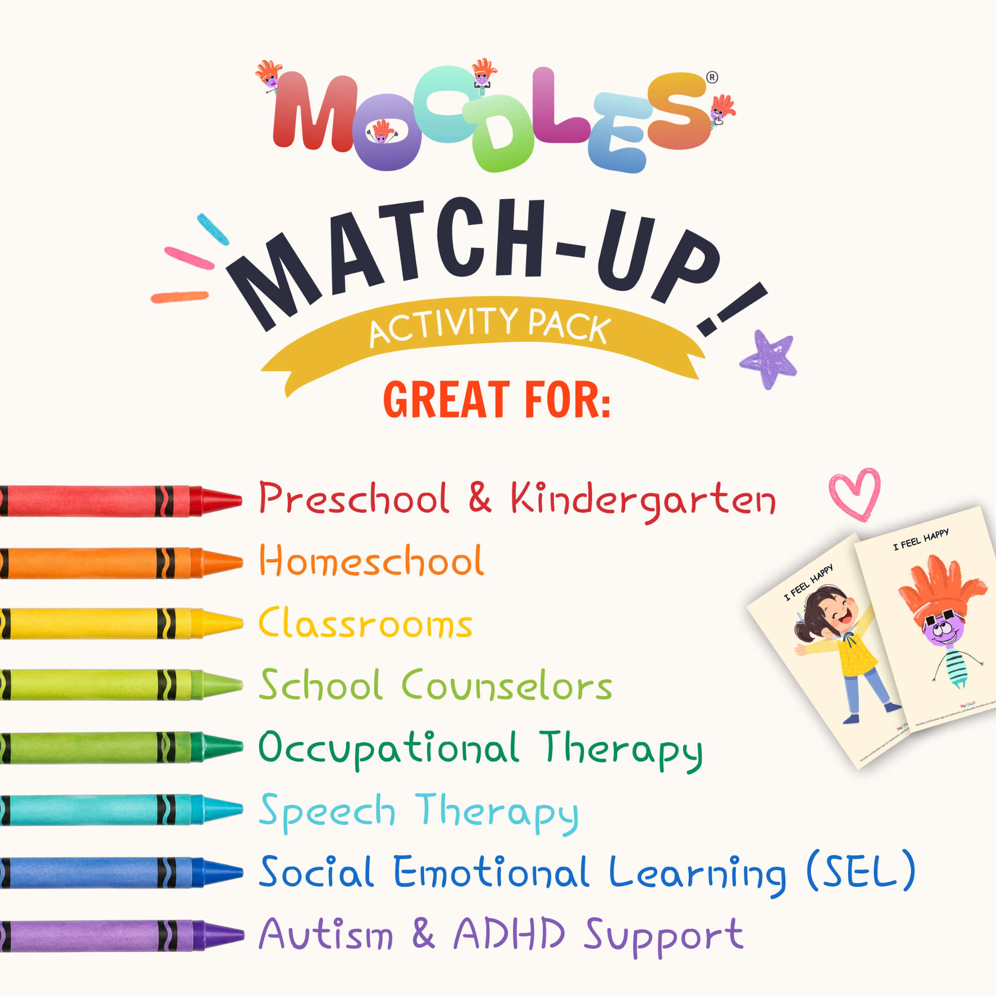 MOODLES Match-Up! Feelings Matching Game – Physical Card Set