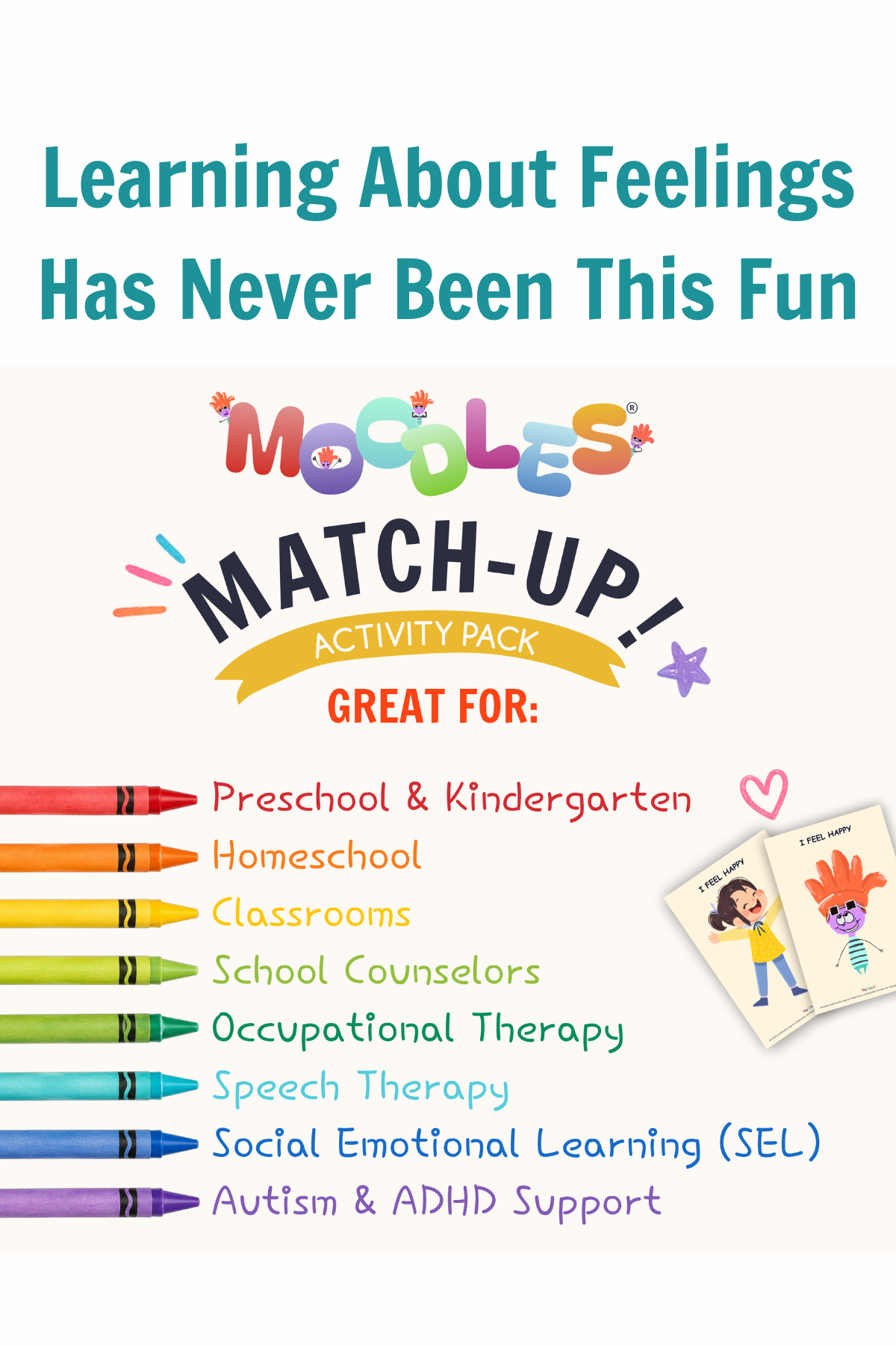 MOODLES Match-Up! Feelings Matching Game – Physical Card Set