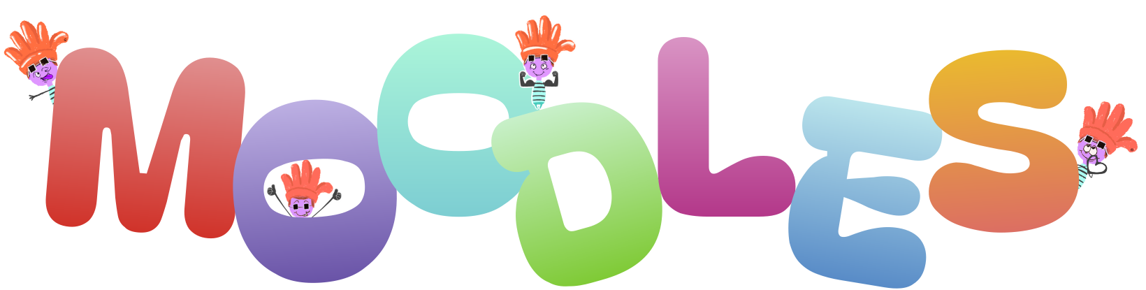 Colorful 'MOODLES' logo with cartoon characters on a white background for SEL Learning Tools
