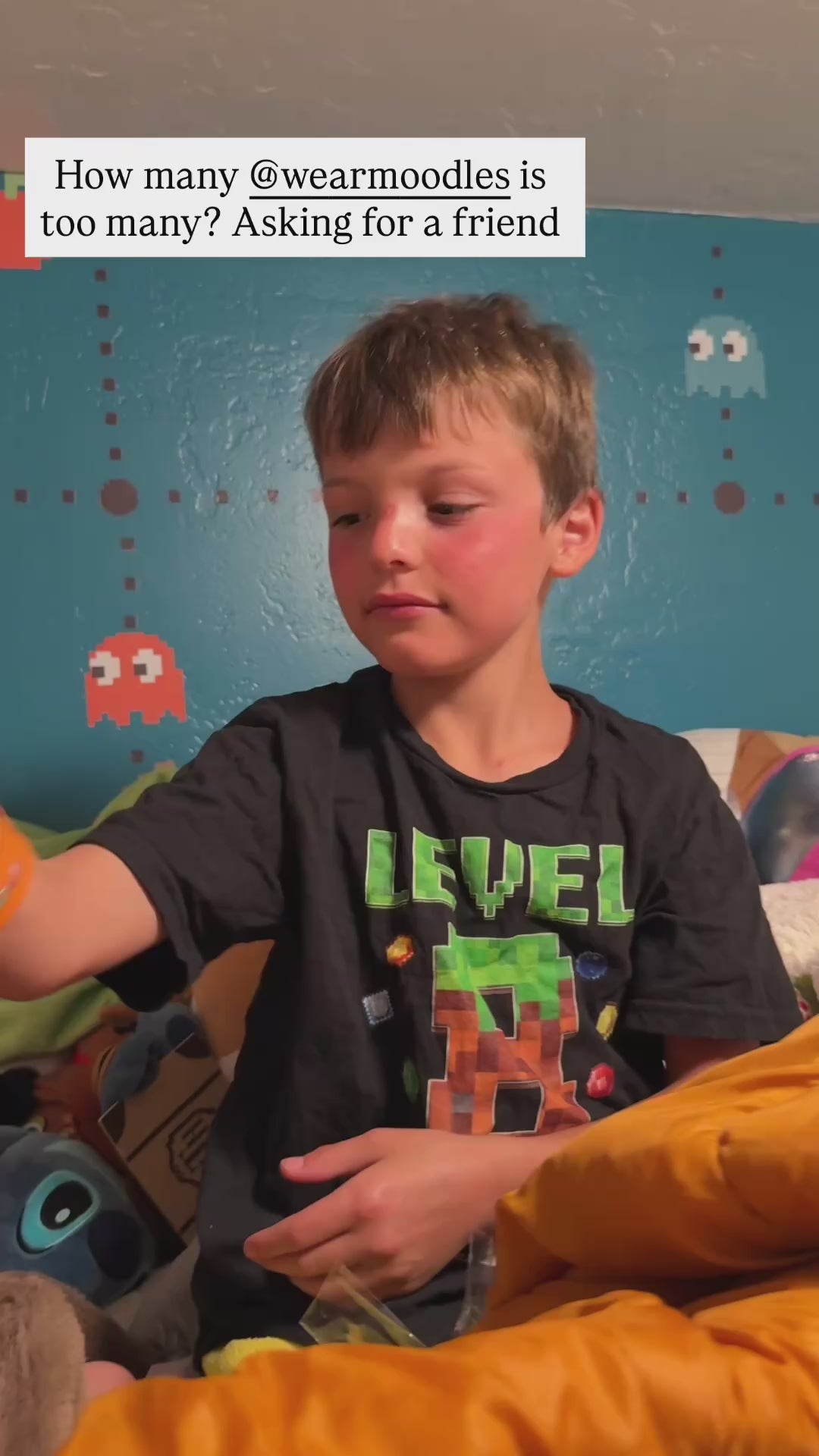 Video of child wearing moodles